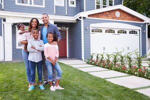 Family outside home